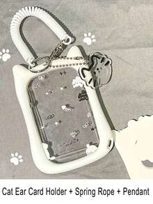 Ví đựng thẻ silicon hình mèo kèm móc khóa - Bền chắc và thời trang, bảo vệ thẻ sinh viên, phù hợp với thẻ xe buýt, thẻ tàu điện ngầm và thẻ sinh viên | Thiết kế hình mèo đáng yêu, chất liệu trong suốt với họa tiết dấu chân và ngôi sao nhiều màu sắc, phụ kiện thiết yếu cho sinh viên | Hình dáng mèo dễ thương | Chất liệu silicon, phụ kiện hàng ngày đáng yêu, đồ dùng văn phòng, đồ dùng học tập, đồ dùng gia đình, ví đựng thẻ sinh viên. - Nhiều màu - Xem 8
