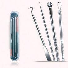 4-Piece Professional Blackhead Removal Set - Acne Removal Tools For Whitehead Acne Removal - Deep Cleansing And Skin Cleansing Tools For Acne Removal - Beauty Tools - 銀色 - 查看 2