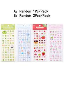 1pc/2pcs Random Korean Vintage Button Mini Strawberry Apple Epoxy Sticker Set, Cute Decorative Stickers For Scrapbooking/Planner