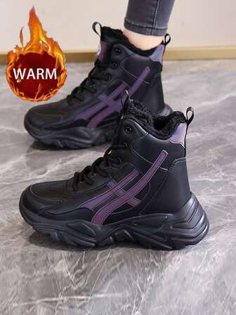 Botas de nieve para mujer, nuevas botas de invierno impermeables con forro de felpa grueso, zapatos para senderismo antideslizantes para exteriores, botas de nieve de media caña con cuello de moda, botas de hielo súper cálidas con suela gruesa antideslizante para mujer