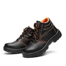 Men's Steel Toe Cap Boots, Anti Smashing And Puncture Safety Shoes, Winter Version, Comfortable Outdoor Work Boots, Construction Sites, Industrial Manufacturing, Men's Work Trainer, Outdoor Travel, Hiking And Mountaineering Shoes, Comfortable Casual Shoes - 黑色 - 查看 4