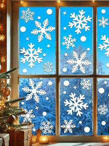 4sheets/Set, 137 Sheets Christmas Window Stickers - 4 Sheets Christmas Window Stickers Snowflake Christmas Decoration Christmas Window Stickers Holiday Window Stickers Winter Decoration Holiday, Snowflake Window Stickers - Static White Snowflake Christmas And Winter Door Decorations - Multicolor - View 12