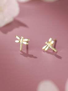 925 Sterling Silver Dragonfly Stud Earrings, Insect Earring Jewelry Suitable For Women Daily Wear, Mother's/Girlfriend's Gift For Easter, Valentine's Day - Dragonfly Earrings - View 7