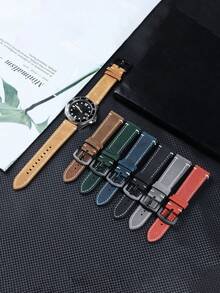 1 Pc Fashionable And Retroartificial Leather Watch Strap, Watch Accessories, Classic Stitching Design, Soft And Comfortable, It Is Suitable For Both Men And Women To Wear Daily In Summer.18mm 20mm 22mm