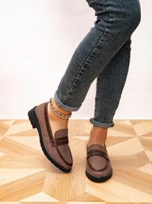 2025 Autumn Women's Round Toe Flat Loafers, Retro Thick Sole Casual Shoes, Student Flats - Multicolor - View 5