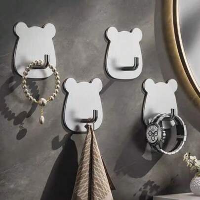 4 pezzi Ganci senza tracce di colla, ganci impermeabili e resistenti all'umidità per cucina e bagno, design sopra la porta per un'organizzazione rapida e una riduzione del disordine, soluzione di stoccaggio sul retro della porta adatta per asciugamani, accappatoi, chiavi e piccoli accessori, durevole e facile installazione per uso domestico, armadio e corridoio