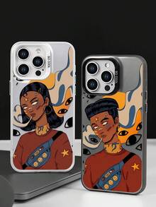 Illustrated Character Pattern Phone Case, Shockproof Creative Matte Frosted Phone Cover, Holiday Gift For Kids, Compatible With IPhone, Infinix, Honor, Vivo, Redmi, OPPO, Realme - Multicolor - View 1