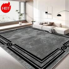 1pc Luxurious Crystal Velvet Area Rug - 800gsm, Backing, Machine Washable - Perfect For Christmas Decor, Nordic Geometric Design In Black & Gray - Ideal For Living Room, Bedroom, Kitchen, And More