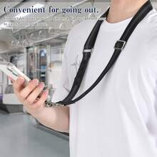 94-150cm Adjustable Nylon Lanyard Strap, Reflective Strip, Crossbody/Neck Strap, Compatible With All Smartphone Models, Multifunctional Stand, Anti-Drop, Lightweight Design