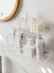 Acrylic Floating Shelves - 2 Packs Organizer Wall Rack For Bathroom, Bedroom Or Kitchen - Easily Installs With Adhesive (No Drilling Required) Or Screws (Drilling Required) - Modern Shelving - Multicolor - View 8