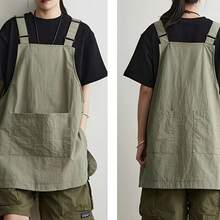 Multi-Pocket Functional Work Apron With Front & Back Pockets, Universal Unisex Catering & Kitchen Apron, Heavy-Duty Stain-Resistant Canvas Apron With Adjustable Neck Strap, Ideal For Outdoor Hairdressing, Coffee Shops, Barbecue Stalls, Restaurants, Food Service Industries, Home Cooking, Baking, Grilling & Daily Household Use, Durable Protective Workwear For Men & Women, Perfect Gift & Essential Tool For Holiday Home Baking, Grilling, Culinary Activities & Craft Work - 橄欖綠 - 查看 3