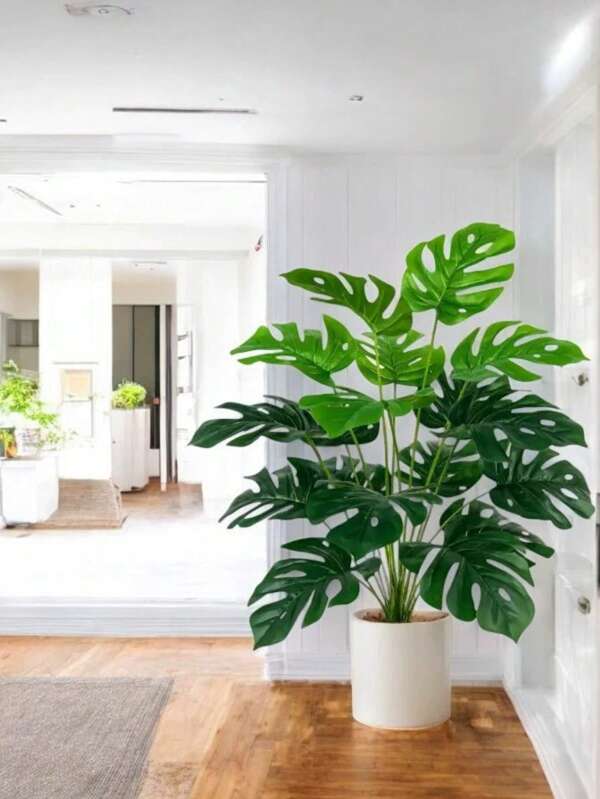 Árbol artificial grande de Monstera de 70-100cm, plantas artificiales tropicales de palma de hojas de tortuga de plástico, para decoración del hogar, jardín, oficina, fiestas y bodas