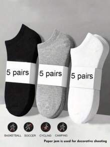 5 Pairs Solid Color Basic Socks, Soft & Lightweight Unisex Low-Cut Socks, Suitable For Women's Leggings And Pantyhose