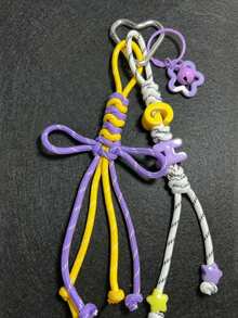1pc Tassel Custom Bag Charm, Handmade Braided Rope Letter Bead Bag Pendant, Star Bell/Bow, Heart Keychain, Personalized Bag Charm Gift., Aesthetic, Coquette Style - Heart Keychain - View 45