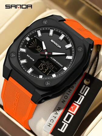 SANDA. SANDA 6268运动电子表男士多功能户外学生腕表闹钟防水夜光数字手表