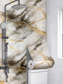 3 rotoli di carta da parati autoadesiva a motivo marmorizzato bianco, pannelli murali in schiuma di polietilene impermeabili e resistenti all'umidità, personalizzabili, adesivi murali rimovibili spessi per decorazione di cucina, soggiorno, doccia, camera da letto e bagno - Multicolore - Visualizzare 19