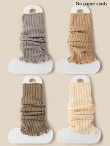 1/4/6 双装女士条纹蕾丝边保暖腿套，休闲过膝长筒腿套，学院风，百搭，秋冬春三季皆宜，Y2K风格，舒适保暖 - 彩色 - 查看 16