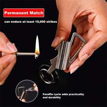 1Pc Emergency Survival Gear With Flint Metal Matchstick Fire Starter Kerosene Refillable Lighter,Waterproof & Reusable Fire Starter With Bottle Opener & Keychain - No Battery Needed, Forever Match For Camping,Survival, Everyday Carry - Ideal Gift For Outdoor Enthusiasts,Hikers,Mechanics - Portable Lighter,Survival Tool,Compact Design,Reliable Ignition,Fire Starter Tool,Hikers And Campers - Silver - View 6