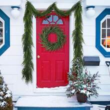1 paquet Couronne de pin de Norfolk artificielle de Noël, couronne de pin d'hiver au toucher réel, décoration de couronne de cheminée, couronne verte artificielle polyvalente, couronne de cèdre réaliste souple et pliable, utilisée pour les tables, les manteaux, les murs, les décorations de Noël intérieures et extérieures