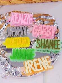 1pc Acrylic Personalized Name Tag Keychain, Perfect Gift For Family And Friends, Colorful, Cute, Kawaii, Millennium Style, Fashionable, Unisex, Casual, Customizable, Ideal Gift For Him/Her - Steel Keychain + White Buckle - View 7