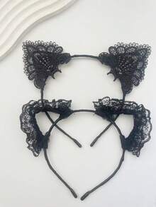 2 Stück neue Spitzen Katzenohren Haarband Accessoires, geeignet für Valentinstag, Date, sexy Mitternachtsparty, Kerzenschein Dinner, Nachtleben, Paare, täglicher Gebrauch Halloween Kostüm