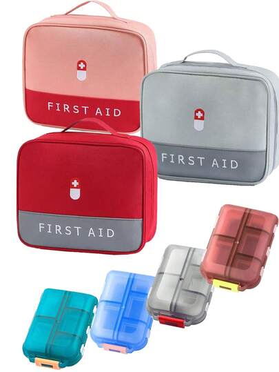 1pc Multifunctional First Aid Organizer, Medicine Bag, First Aid Box, Medical Supplies, Multi-Layer Pill Organizer, Camping & Hiking Essential, Travel Accessory, Storage Box, Portable Travel Medical Bag, Large Capacity Emergency Kit, Suitable For Outdoor Camping, Hiking, Fishing, Moisture-Proof, Mountaineering And Travel