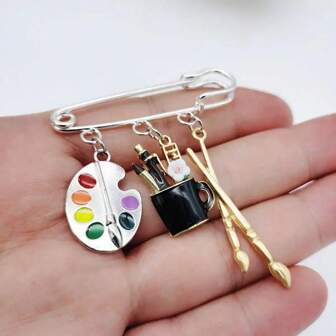 Unique Painter's Palette Brooch Pendant, Creative Jewelry Gift For Teachers And Students