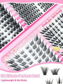 420 Peças Conjunto Misto de Cachos de Cílios - 4 Estilos em Uma Caixa, Olho de Gato, Olho de Raposa, Estilo Dramático Grosso, Reutilizável, Adequado para Festas, Palcos, Uso Diário ou Kit de Cachos de Extensão de Cílios, Cílios, Cílios Postiços, Cílios Falsos