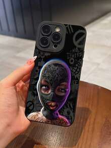 Expression Graffiti Masked Girl TPU Shockproof Phone Case Compatible With Apple 7 8 XS XR 11 12 13 14 15 16 13PROMAX 16PROMAX 14PLUS, A35 S25Ultra A06 A16 S24 FE S20 S22 Plus S25Ultra S25 S22 S21 A33 5G A12 A15 A23 A52 5G Galaxy S21 Ultra Galaxy S25 Galaxy A71 4G Galaxy S21 Plus Galaxy S22+ Galaxy A51 4G F05 A04 A24 4G And Other Models, Personalized Gift For Girls And Boys