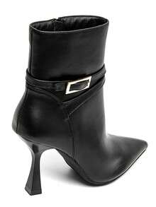 Bottines à Talon Aiguille Pointu With Boucle Decorative – Élégance Intemporelle Pour Femme Fashion Buckle Office Spring Autumn Winter - Black - View 5