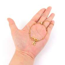 1条新款时尚字母无限符号金色不锈钢珠链手链，女士款 - 金黃色不鏽鋼 - 查看 3