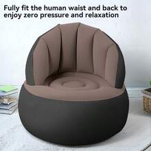 1 件套带靠背充气沙发，便携式快速充气可折叠休闲沙发，PVC 植绒表面，适用于客厅、游戏室、卧室、阳台、阅览室 - 彩色 - 查看 2