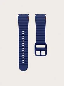1pc Midnight Blue Silicone Contrast Stitching Wavy Design Smart Watch Band Compatible With Samsung Galaxy Watch 4/5/6/7 40mm/42mm/43mm/44mm/45mm/46mm/47mm/5 Pro