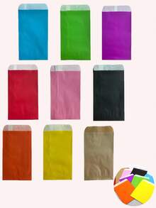 25/50 件彩色牛皮纸袋、礼品袋、零食袋、礼品包装袋、婚礼生日新年派对礼品用品礼品袋 - 彩色 - 查看 2