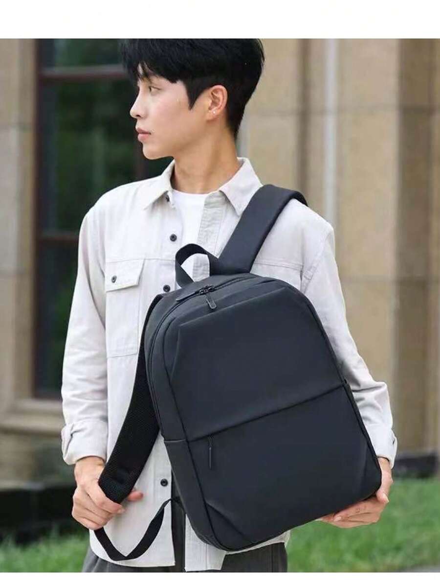 Mochila escolar masculina à prova d'água, estilosa, simples e prática - Preto - Visão 1