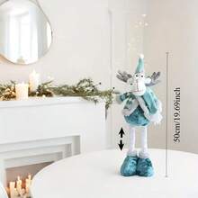 1pc New Expandable Christmas Decoration Blue Santa Snowman Reindeer Figurine, Christmas Gift, Thanksgiving Decor, New Year Decor Home Decor Christmas Decorations Room Decor