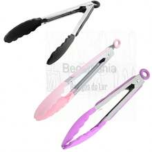 Pinça Pegador Multiuso de Silicone e Inox 30 Cm Rosa - Rosa Bebê - Visão 3
