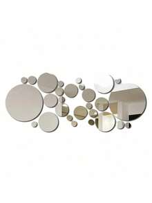 Set de 33 de autocolante de perete cu oglinzi acrilice DIY, autocolante pentru faianță cu oglinzi circulare, potrivite pentru decorarea camerei de zi și a dormitorului, decor DIY, decorare de perete, aranjare cameră, mobilier pentru casă, autocolante pentru oglinzi de perete, autocolante de perete din material acrilic durabil