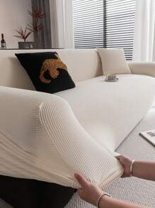 1 件经典米色沙发套，高弹性，防尘防污，可机洗/手洗家具保护套，适合日常使用，适合 3/4 座沙发（多种尺寸可选），秋季装饰，秋季装饰，房间装饰