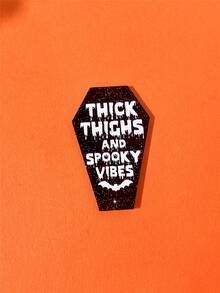 5/10 件万圣节亚克力工艺品 DIY 配件，有趣个性化风格恐怖尖叫骷髅、乌鸦、心形、棺材、刀形耳环、项链吊坠、悬挂装饰 - 黑色 - 查看 4