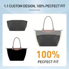 Organizador de bolso de mano con múltiples bolsillos de fieltro con cremallera y portavasos, adecuado para otoño/invierno - Gris - Ver 4