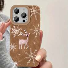Funda para phone compatible con 16 Pro, 15/14 Plus. Diseño retro de piel sintética de oveja. Diseño artístico moderno en color marrón. Protección premium con acolchado suave, unisex. - Colores mixtos 1 - Ver 2