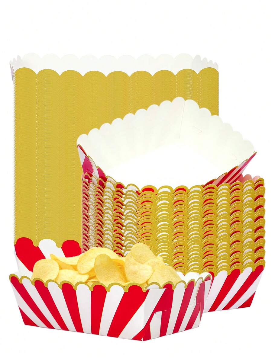 0 cái/20 cái/50 cái Khay đựng thức ăn bằng giấy tiệc Carnival Thuyền giấy hình vỏ sò Thuyền đựng thức ăn Đĩa Nacho Thuyền đựng thức ăn nhẹ xiếc sọc đỏ trắng cho xe tải xiếc Carnival Đồ dùng tiệc sinh nhật Đám cưới Giáng sinh Đồ dùng năm mới - Đỏ - Xem 1