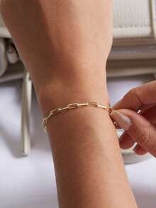 Braccialetto da donna in catena dorata, braccialetto con spilla dorata, braccialetto a fermaglio, braccialetto circolare in acciaio inossidabile, braccialetto casual estivo da spiaggia, gioiello in acciaio inossidabile alla moda, regalo per lei - Dorato - Visualizzare 3