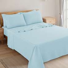LUX DECOR 6-Piece Embroidered Bed Sheet Set – Brushed Microfiber, Deep Pocket, Lightweight & Breathable – Graduation Gifts, Home Decor, Sleep Protection For Dorms, Student Beds, Back‑To‑School Gift, Soft Bed Linens, Comfortable Sleep, Luxury Bed Set, Valentine's Day Bedroom, Spring Bedding Refresh, Guest Room Essentials, Dorm Room Bedding, Premium Bed Linens, Easy Care Sheets, Hypoallergenic Fabric, Year-Round Comfort, Master Bedroom Update, Matching Bedding Set, Hotel Quality Linens - 藍色 - 查看 9