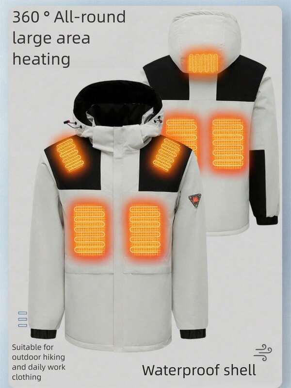 Men's Intelligent 7-Zone Heating Jacket, Electric Heated Windbreaker For Winter Outdoor Sports