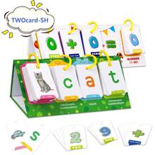 1套/129片CVC单词游戏，CVC单词翻页图表双面桌面图表卡片套装 - 互动拼写游戏，单词构建卡片，教育拼写玩具，学习卡片，送给妈妈和家人的课堂玩具