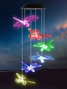 1pc Solar Wind Chimes Light, 6LED Color Changing Solar Wind Chime Light, Waterproof Romantic Solar Powered Butterfly,Dragonfly,Hummingbird Lights, Home, Yard, Balcony, Outdoor Garden Decoration Fall Decor House Decor Outdoor Decor