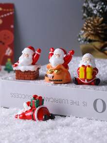 3pcs/4pcs/6pcs Holiday Christmas Decoration Set - Mini Santa Claus Sleigh & Reindeer Figurines, Red & Gold Push Cart Statues, Resin Made - Suitable For Tabletop Display And Holiday Gifts, Christmas Decor | Cute Reindeer Figurines | Resin Structure, Holiday Decorations, Christmas Decorations, Christmas Party