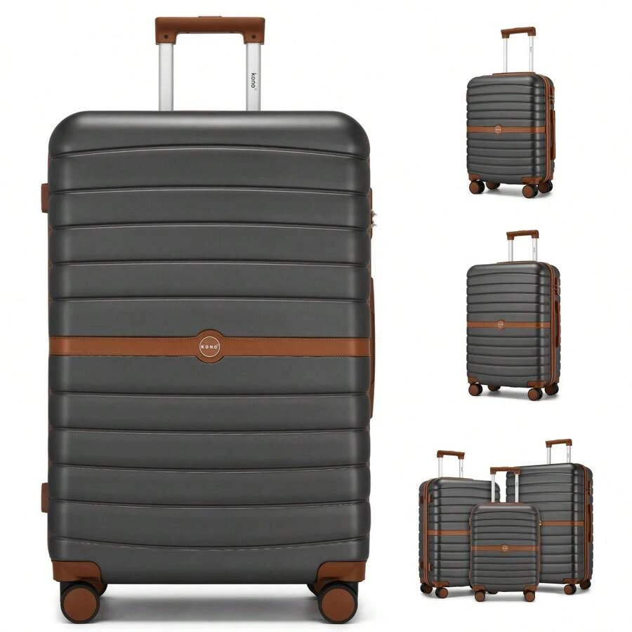 Suitcase 20 24 28 Inch Cabin Carry On Check In ABS PC Hard Shell Spinner Wheels Lock Small Medium Large Travel Luggage Set For Holiday Family - Dark Grey - View 1
